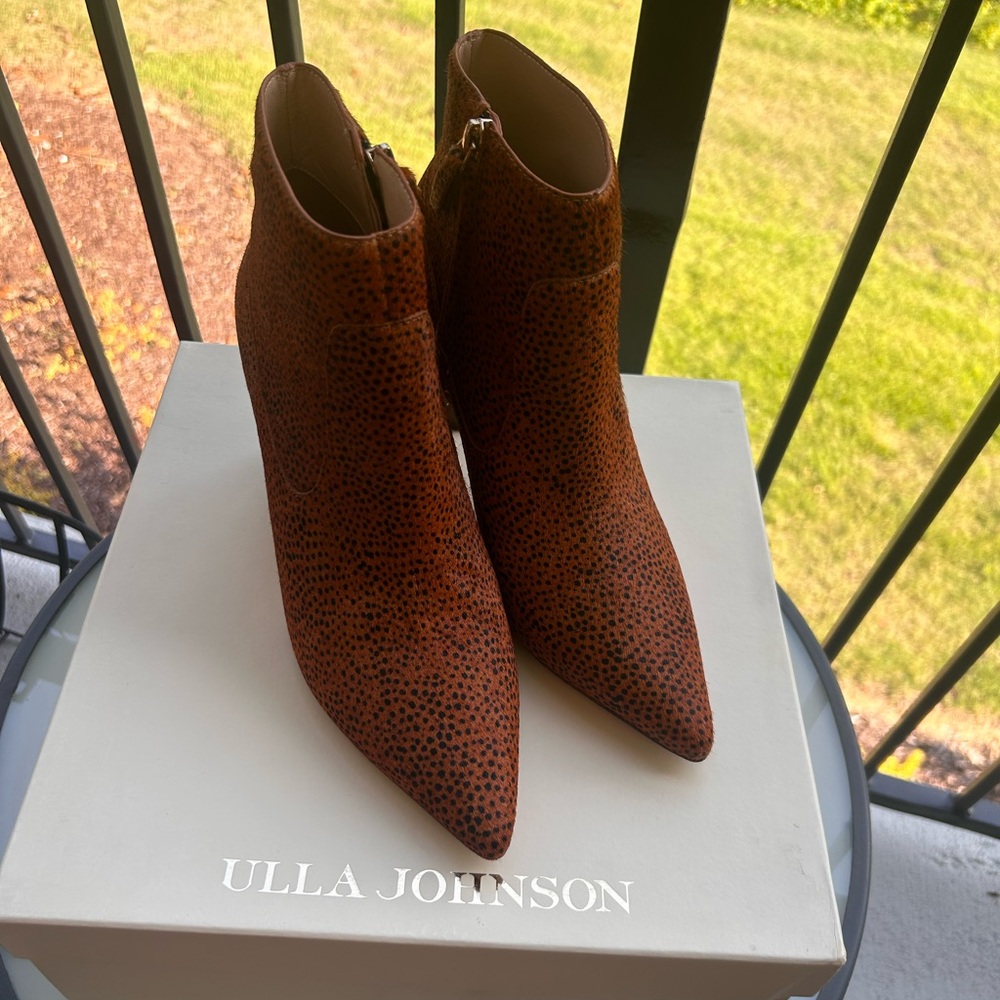 Ulla Johnson Rust & Black Ankle Booties with Sleek Design
